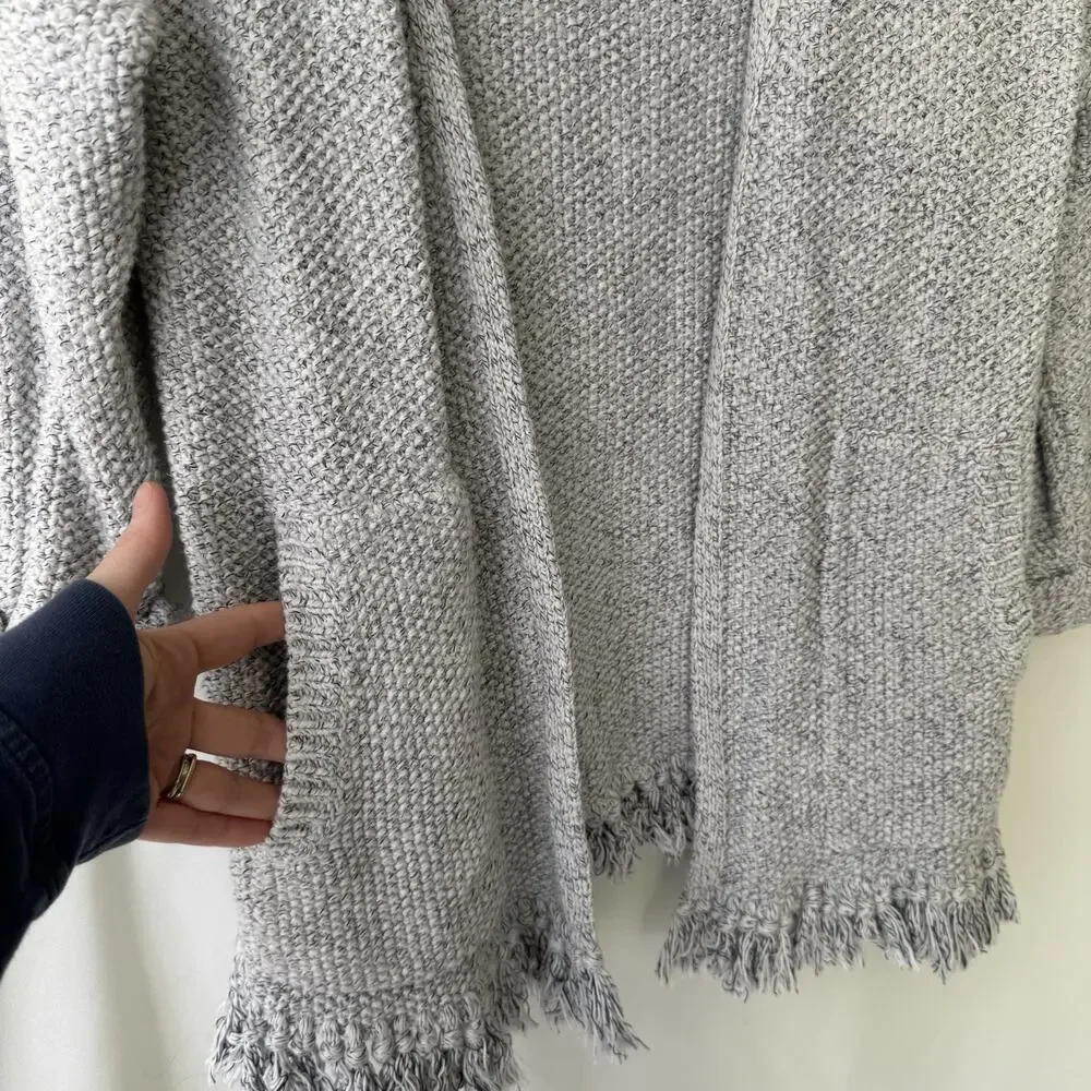 Madewell Womens XXS Memento Open Front Fringe Cardigan 100% Cotton Gray Textured - Picture 6 of 12